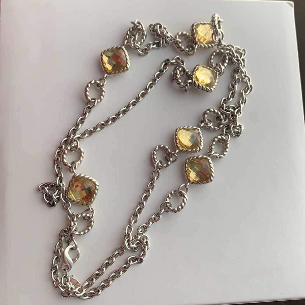 Tiffany Kay Herringbone Yellow Quartz Sterling Silver 36”Necklace